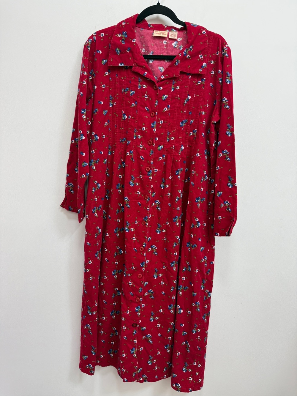 Vermont Country Store Red Floral Button-Front Women's Dress